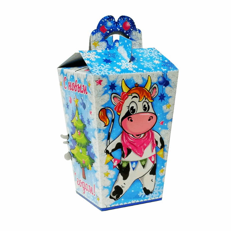 Коробка под конфеты с коровкой символ года